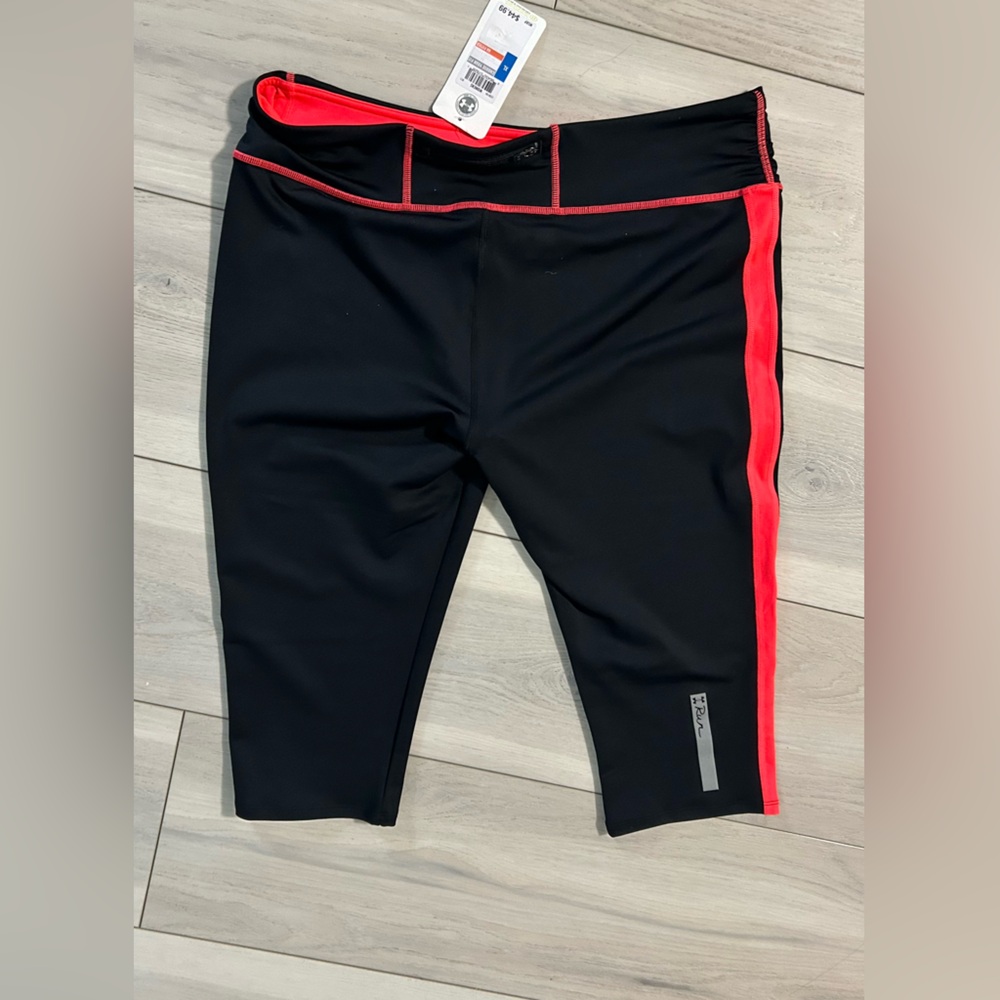 Under Armour Black Leggings with Red Side Stripe